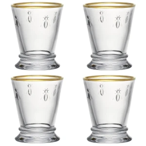 COFFRET DE 4 GOBELETS ABEILLE LISERÉ OR - LA ROCHERE