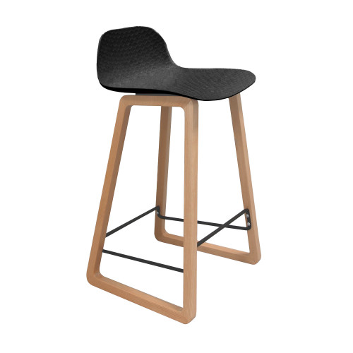 Tabouret snack noir ou blanc piétement bois - Ewan