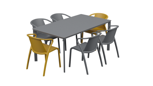 Salon de jardin table meet + 6 fauteuils Fado - Ezpeleta