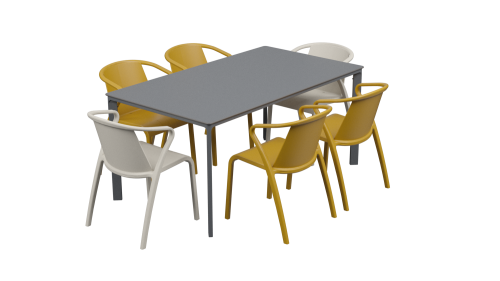 Salon de jardin table meet + 6 fauteuils Fado - Ezpeleta