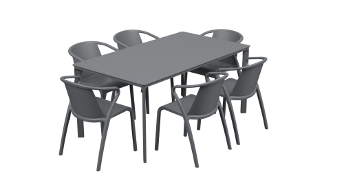 Salon de jardin table meet + 6 fauteuils Fado - Ezpeleta