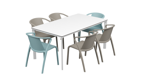 Salon de jardin table meet + 6 fauteuils Fado - Ezpeleta