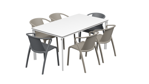 Salon de jardin table meet + 6 fauteuils Fado - Ezpeleta