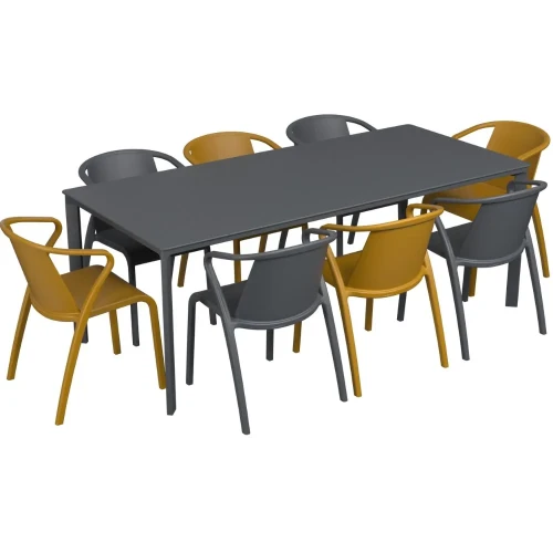 Salon de jardin table meet + 8 fauteuils Fado empilables - Ezpeleta