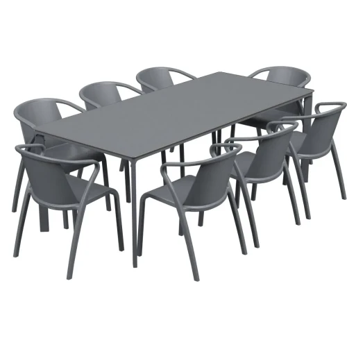 Salon de jardin table meet + 8 fauteuils Fado empilables - Ezpeleta