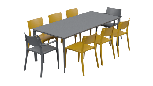 Salon de jardin table meet + 6 chaises Town + 2 fauteuils Town - Ezpeleta