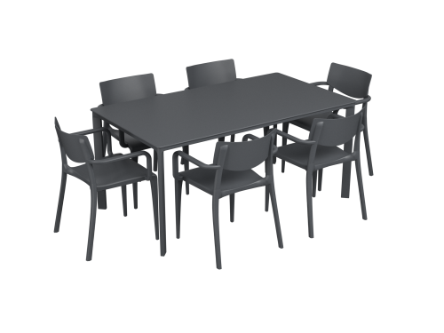 Salon de jardin table meet + 6 fauteuils Town - Ezpeleta