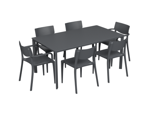 Salon de jardin table meet + 4 chaises Town + 2 fauteuils Town - Ezpeleta
