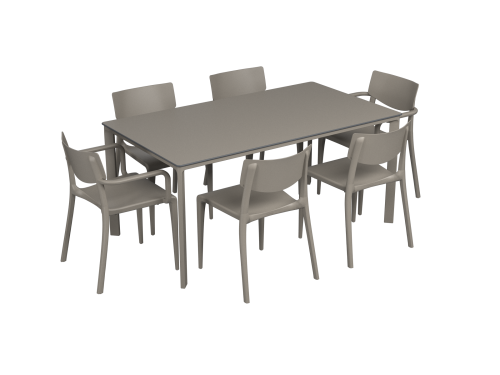Salon de jardin table meet + 4 chaises Town + 2 fauteuils Town - Ezpeleta