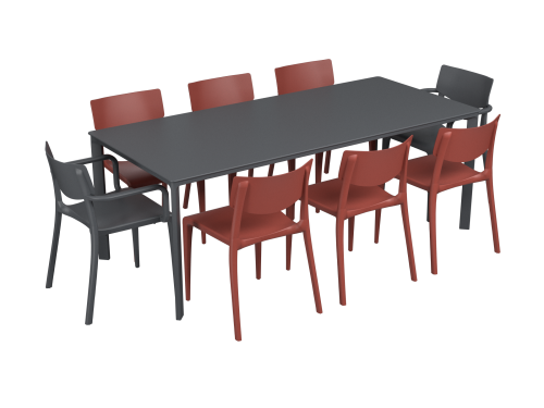 Salon de jardin table meet + 6 chaises Town + 2 fauteuils Town - Ezpeleta