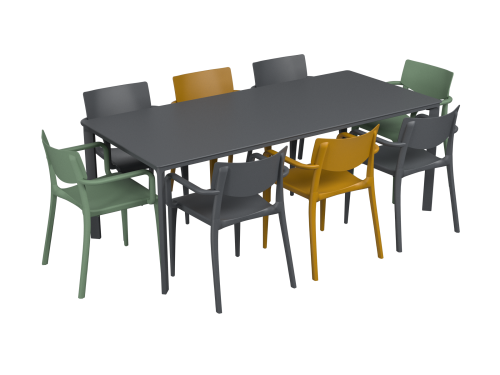 Salon de jardin table meet + 8 fauteuils Town - Ezpeleta