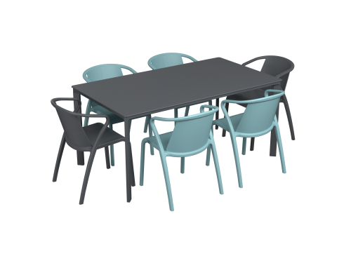 Salon de jardin table meet + 6 fauteuils Fado - Ezpeleta