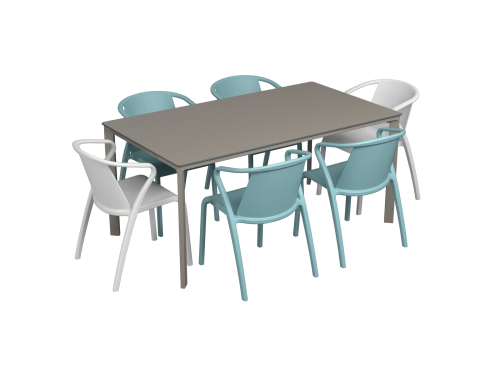 Salon de jardin table meet + 6 fauteuils Fado - Ezpeleta