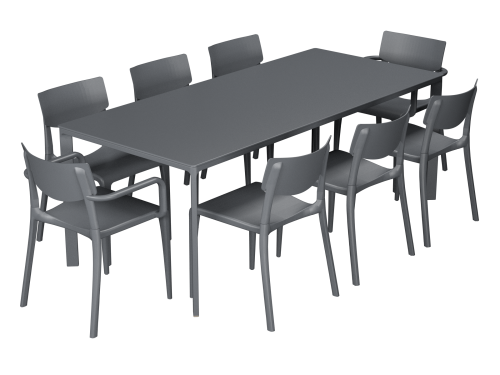 Salon de jardin table meet + 6 chaises Town + 2 fauteuils Town - Ezpeleta