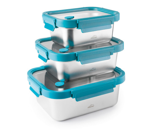 SET DE 3 BOITES INOX ET COUVERCLE EN VERRE ETERN - LACOR