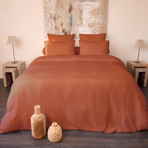 Housse de couette double gaze de coton - Cassis