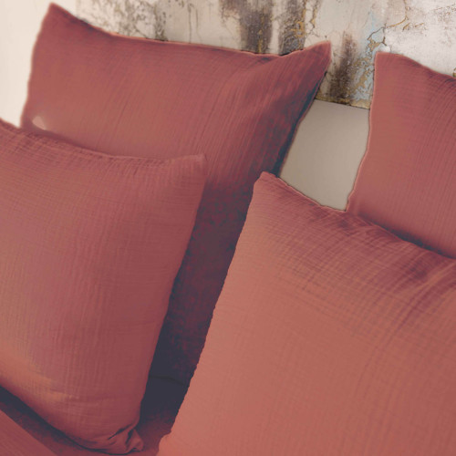Taie d'oreiller double gaze de coton - CASSIS