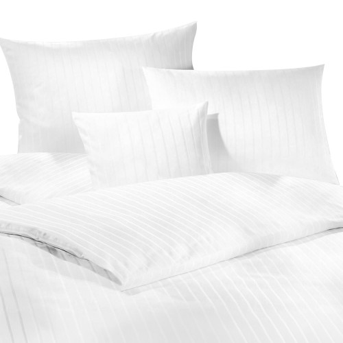 Housse de couette Blanche bandes satin - LYON